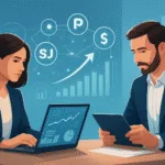 Entrepreneurs analyzing affiliate marketing dashboards with digital charts and growth visuals in a modern office, symbolizing top affiliate networks in 2025.