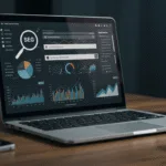 Laptop showing SEO analytics with upward graphs, illustrating smart SEO strategies to boost online traffic and business growth.
