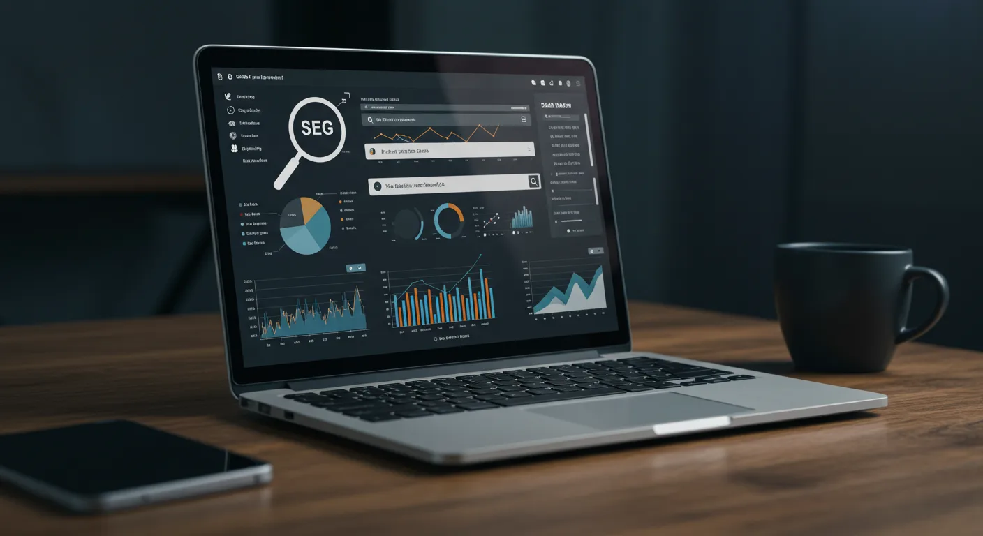 Laptop showing SEO analytics with upward graphs, illustrating smart SEO strategies to boost online traffic and business growth.