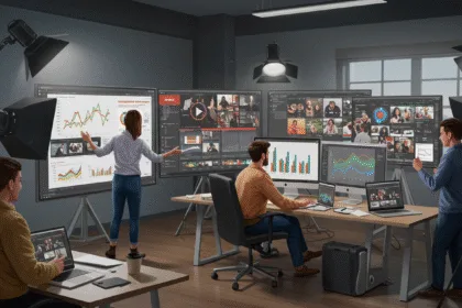 “Professional team creating high-converting video ads to boost business sales in 2025.”