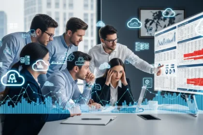 Business team reviewing cloud cost mistakes affecting profit.