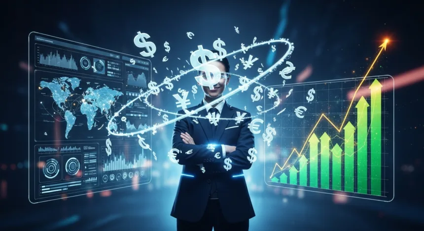 Entrepreneur using digital tools to maximize online income in 2025.