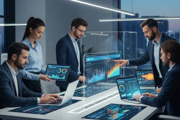 Team analyzing SEO mistakes and website traffic to improve rankings.