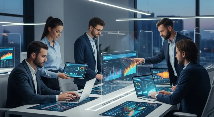 Team analyzing SEO mistakes and website traffic to improve rankings.