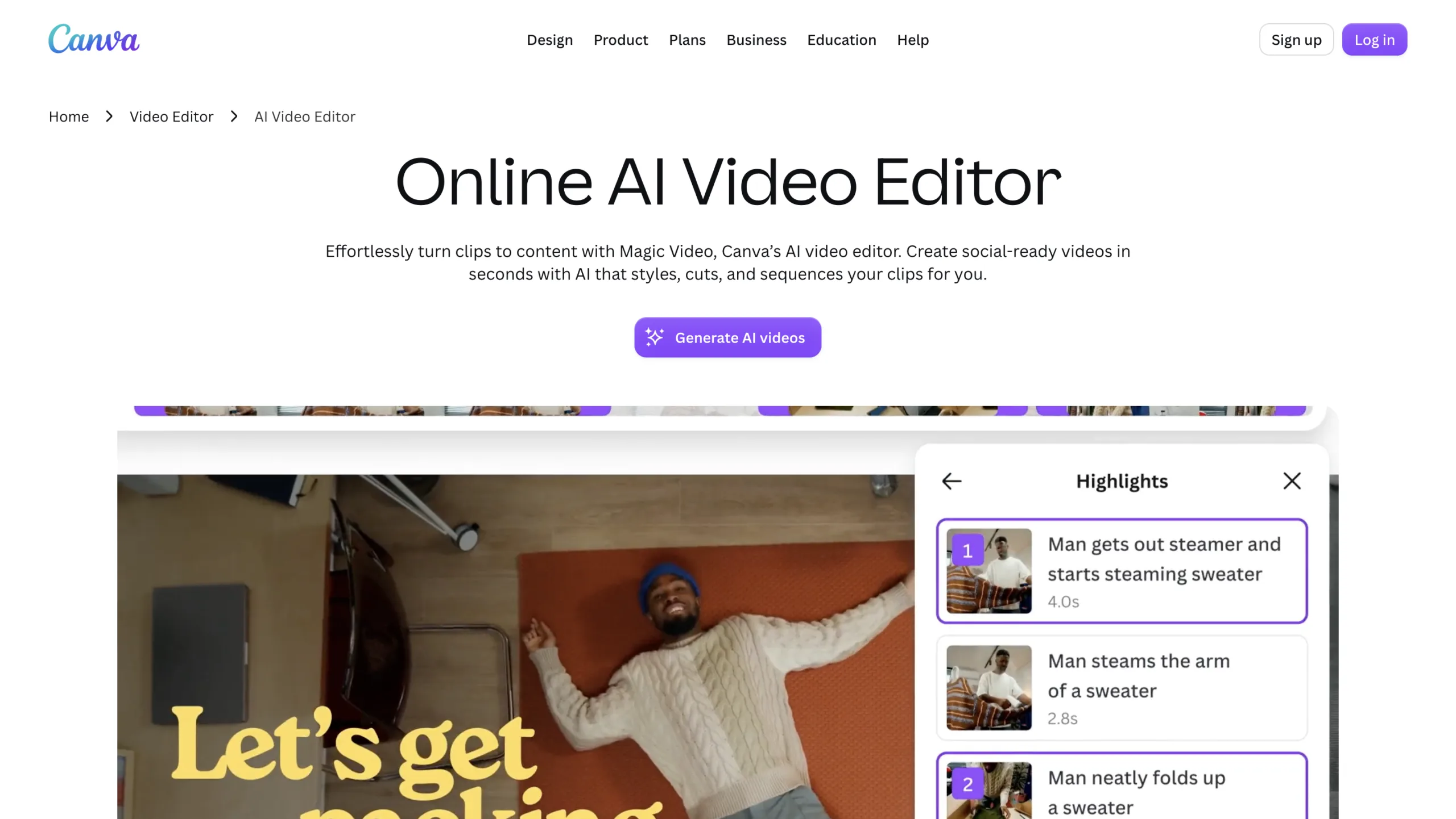 Canva AI Video Editor