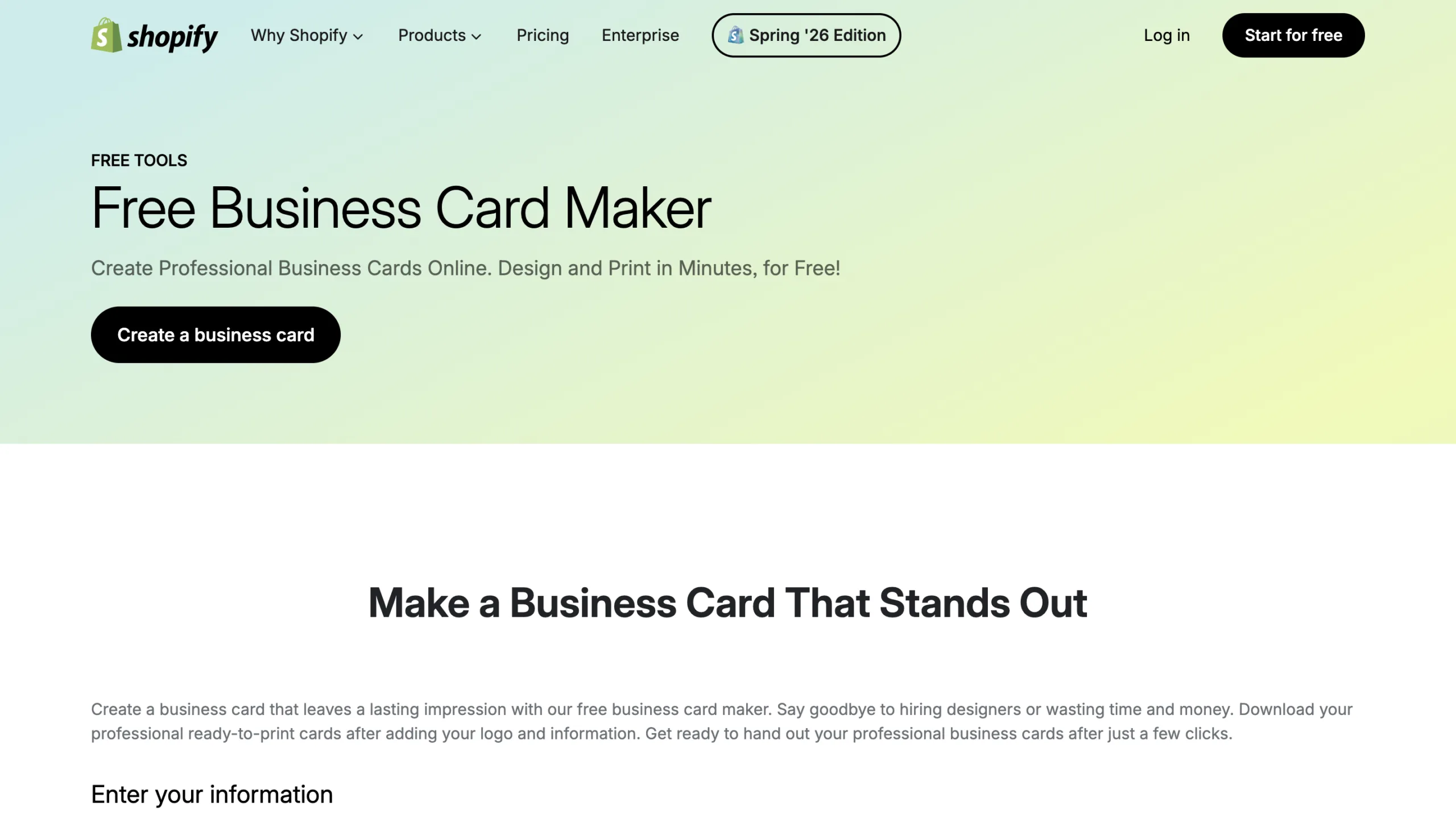 Shopify Business Card Maker